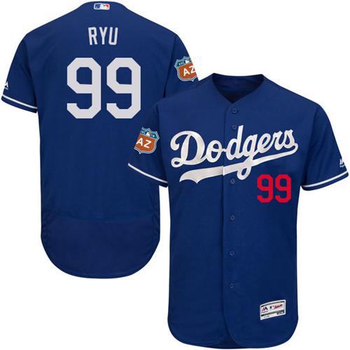 Dodgers #99 Hyun-Jin Ryu Blue Flexbase Authentic Collection Stitched MLB Jersey